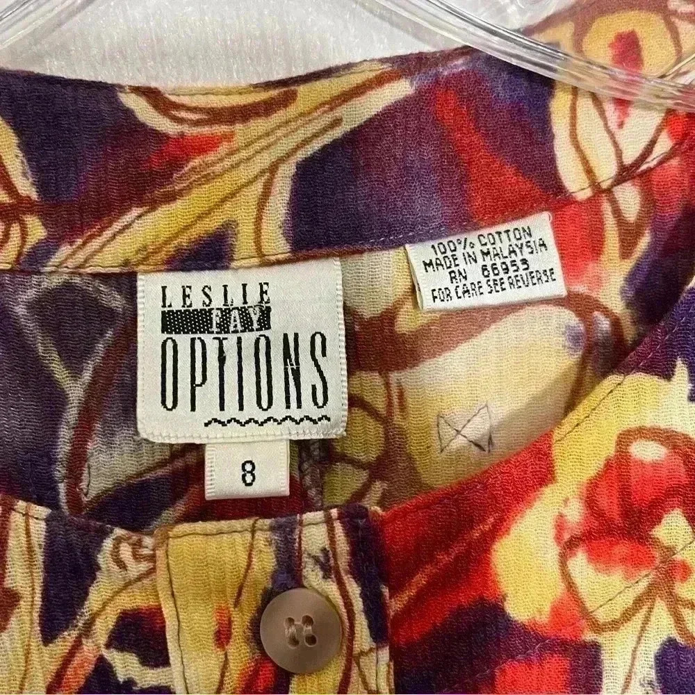 LESLIE FAY OPTIONS Vintage Cotton Zanzibar Group Floral top | size 8 - Picture 6 of 10
